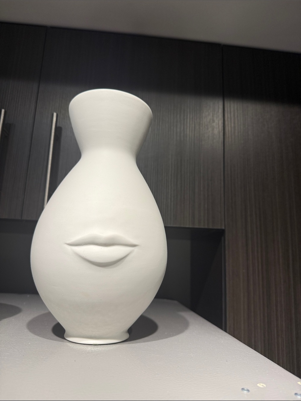 White Jonathan Adler Ceramic Face Vase with Lip Detail